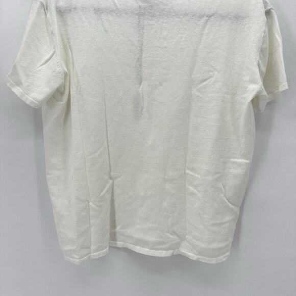 The Reset R Label Everyday Knit Tee Size M White Linen Boxy Fit Sheer Preppy NWT - Picture 7 of 12